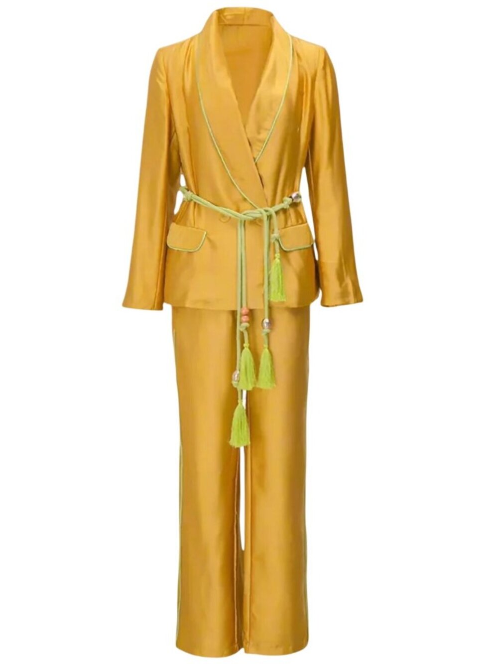 ZCrave Luxe Yellow Gold Wide Leg Pant Suit - Size S